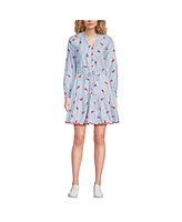 Lands' End Women's Long Sleeve Eyelet Mini Popover Dress