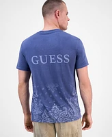 Guess Men's Short Sleeve Paisley Burnout Crewneck T-Shirt