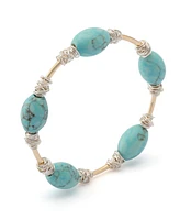 Robert Lee Morris Soho Turquoise Stone Bead Wire Bangle Bracelet