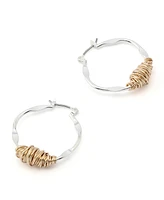 Robert Lee Morris Soho Two Tone Wire Wrapped Sculpted Hoop Earrings