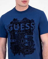 Guess Men's Short Sleeve Flock Box Crewneck T-Shirt