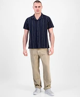 Guess Men's Cooper Short Sleeve Striped Button-Front Shirt