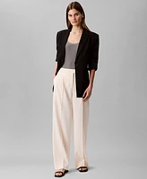 Calvin Klein Women's Soft Crepe Pleated Straight-Leg Pants