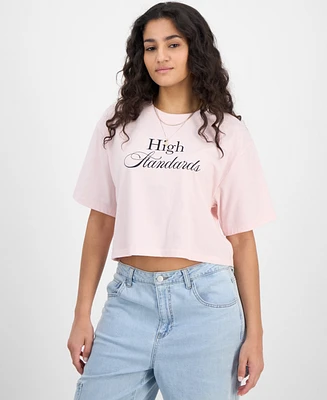 Self Esteem Juniors' High Standards Crewneck Cropped T-Shirt