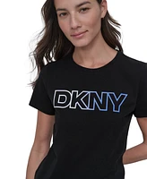 Dkny Sport Women's Ombre Outline-Logo Crewneck T-Shirt