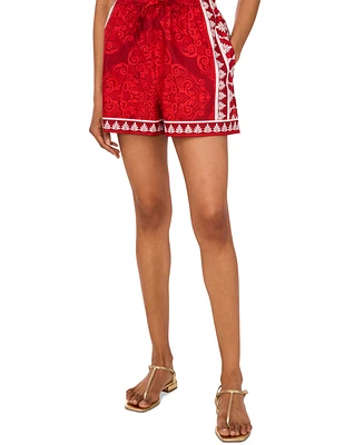 1.state Women's Printed Cotton Drawstring-Waist Shorts