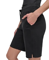 Dkny Sport Women's Cotton Logo Pull-On 10" Bermuda Shorts