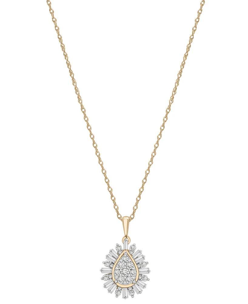 Wrapped in Love Diamond Round & Baguette Teardrop Cluster 18" Pendant Necklace (1/2 ct. t.w.) in 14k Gold, Exclusively at Macy's