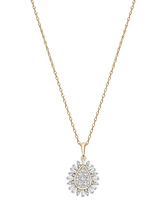 Wrapped in Love Diamond Round & Baguette Teardrop Cluster 18" Pendant Necklace (1/2 ct. t.w.) in 14k Gold, Exclusively at Macy's