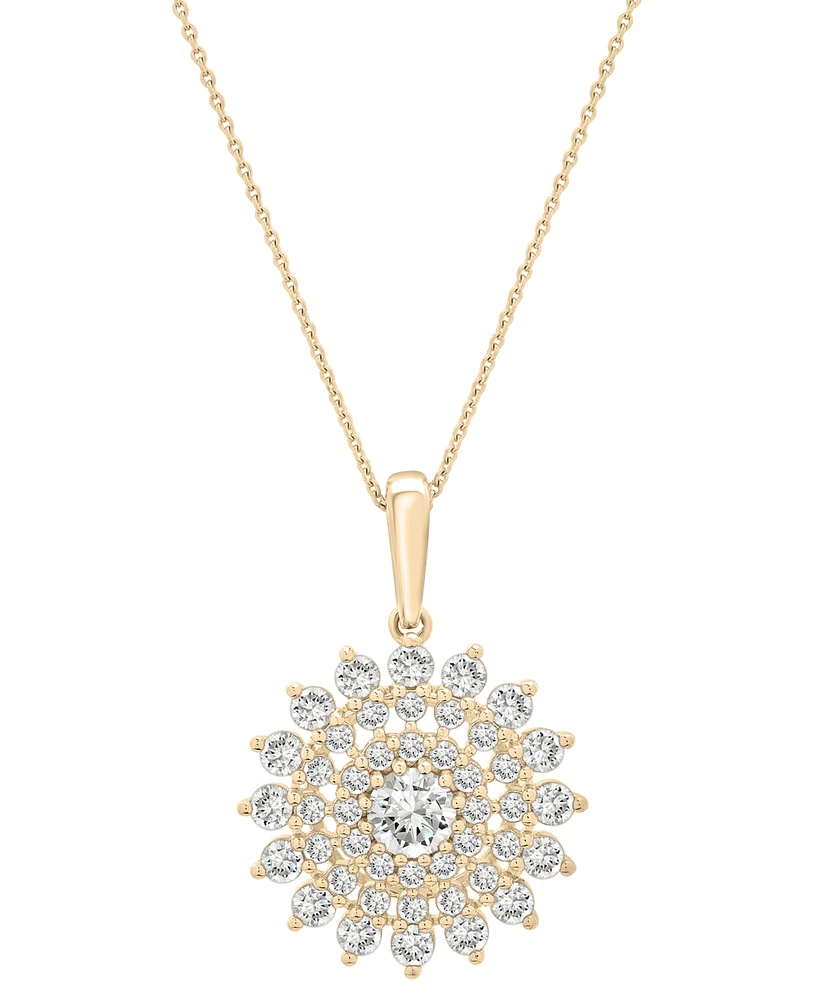 Wrapped in Love Diamond Flower Cluster Pendant Necklace (1 ct. t.w.) in 14k Gold, 18" + 2" extender, Exclusively at Macy's