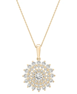 Wrapped in Love Diamond Flower Cluster Pendant Necklace (1 ct. t.w.) in 14k Gold, 18" + 2" extender, Exclusively at Macy's