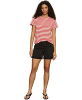 Sanctuary Women's Striped Crewneck Textured Tee