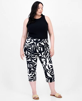 I.n.c. International Concepts Plus Printed Pull-On Capri Pants, Exclusively at Macy's