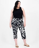 I.n.c. International Concepts Plus Printed Pull-On Capri Pants, Exclusively at Macy's