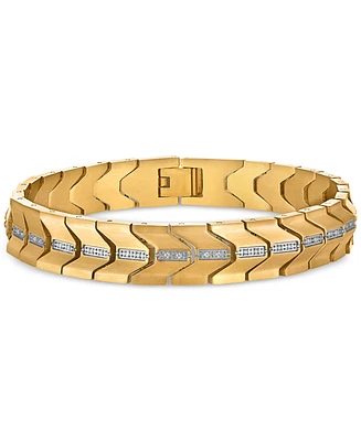 Esquire Men's Jewelry Diamond Chevron Link Bracelet (1/4 ct. t.w.) in Stainless Steel & Gold Ion-Plate, Exclusively at Macy's
