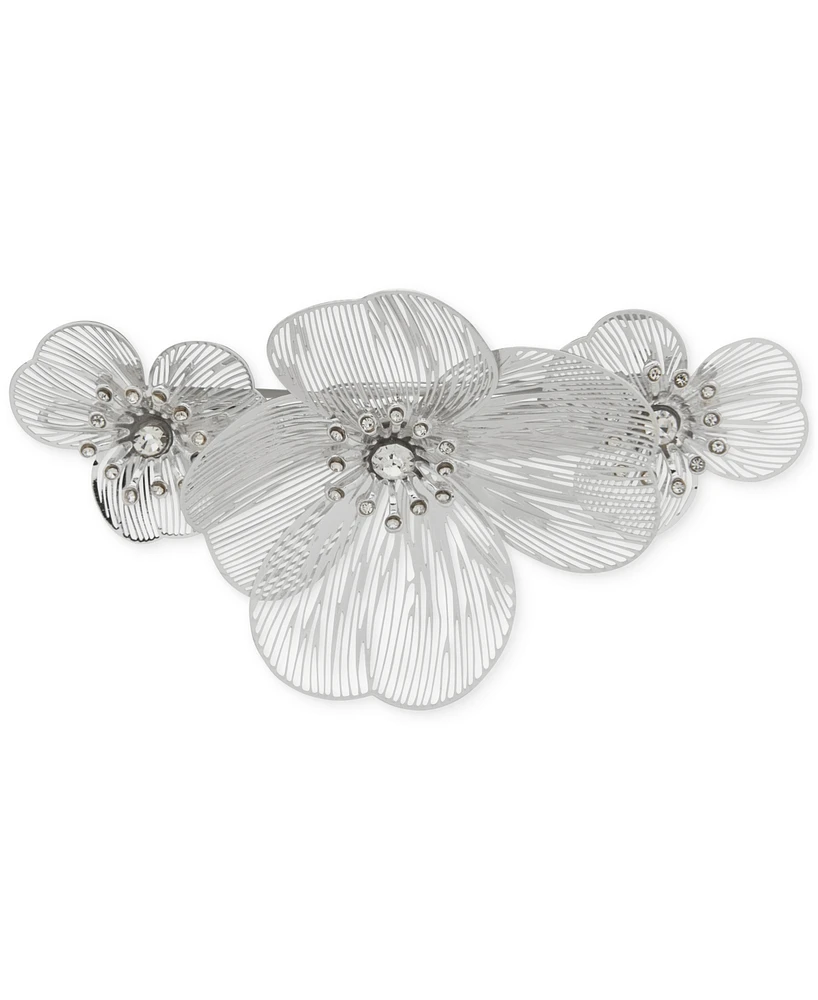lonna & lilly Silver-Tone Crystal Flower Hair Barrette