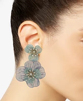 lonna & lilly Gold-Tone Multi Layered Flower Double Drop Earrings