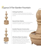 Cyprus 39" H 3-Tier Outdoor Water Fountain - Polyresin Feature for the Patio, Garden, or Yard Gray