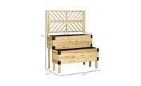 Rustic Wooden Flower Shelf with Planter Box for Outdoor Use