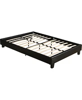 Solid & Manufactured Wood Bed Frame – Faux Leather Upholstered Headboard