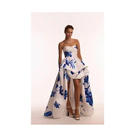 Milla Women's Wonderful white A-line maxi dress with blue flowers