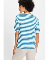 Olsen Women's Striped and Foliage Print T-Shirt