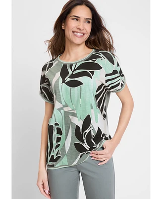 Olsen Women's Abstract Palm Print T-Shirt