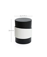 LuxenHome Modern Black and White Metal Round Side Table
