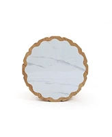 LuxenHome Wood Grain Manufactured Wood 18.9-Inch Tall Round End and Side Table with Faux Marble Top