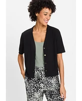 Olsen Women's Short Sleeve Cropped Cardigan
