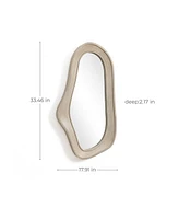 LuxenHome Natural Wood Framed Oval Irregular Wall Mirror, Accent and Vanity