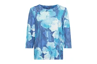 Olsen Women's Floral Rib Knit Jersey Top