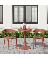 Modern Stackable Resin Plastic Patio Dining Chair (Set of