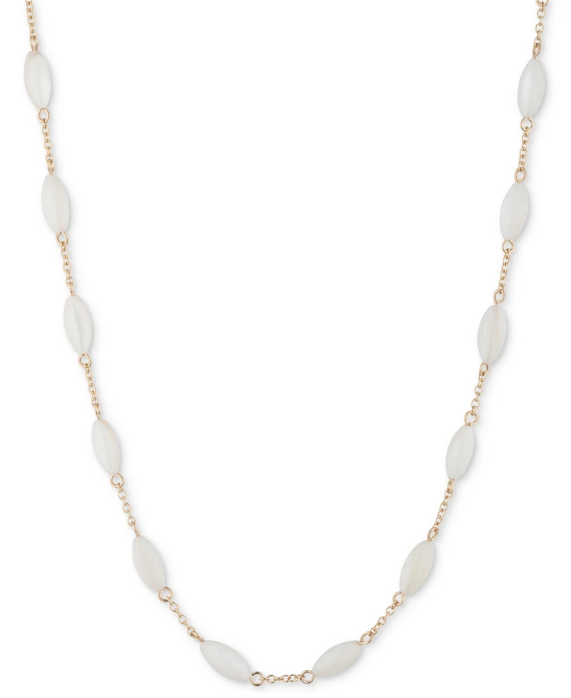 Lauren Ralph Lauren Gold-Tone Mother-Of-Pearl Station Collar Necklace, 16" + 3" extender