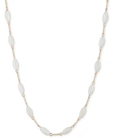 Lauren Ralph Lauren Gold-Tone Mother-Of-Pearl Station Collar Necklace, 16" + 3" extender