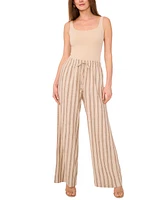 1.state Women's Striped Drawstring Wide-Leg Pants