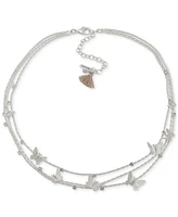 lonna & lilly's Silver-Tone Crystal Butterfly Three-Row Necklace, 17-1/2" + 3" extender
