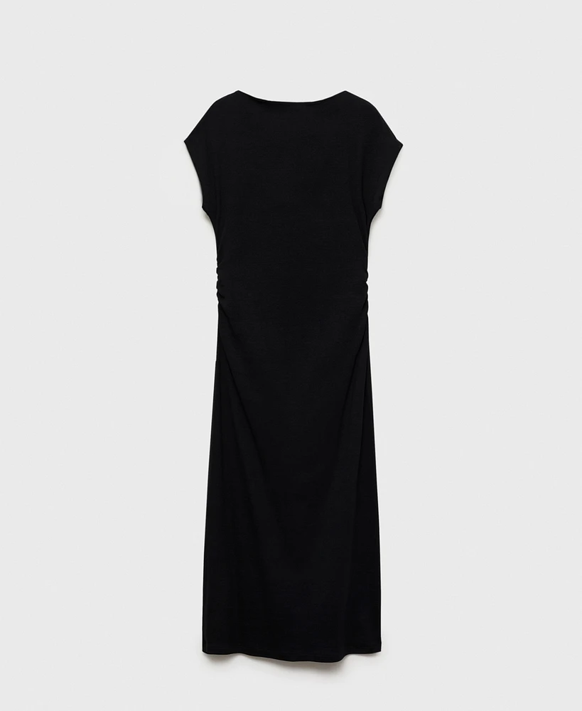 Mango Women's Gathered Sides Cotton Dress