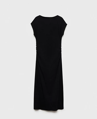 Mango Women's Gathered Sides Cotton Dress