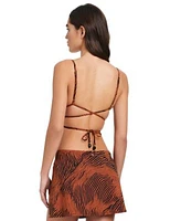 Red Carter Womens Strappy Back Triangle Bikini Top O Ring Skirt Swim Cover Up