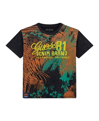 Guess Big Boys Short Sleeve Screen Print and Embroidered T-Shirt