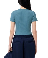 Lacoste Usa Women's Cotton Slim-Fit Crewneck Tee