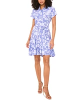 Msk Petite Button-Front Tie-Waist Jersey Shirtdress
