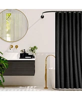 Complete Burlap-Texture Polyresin Bathroom Decor & Accessory Set with Shower Curtain