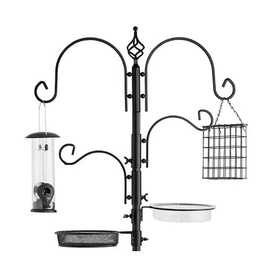 Complete Bird Feeder Set with Metal Stand and Multiple Feeders for Outdoor Watching