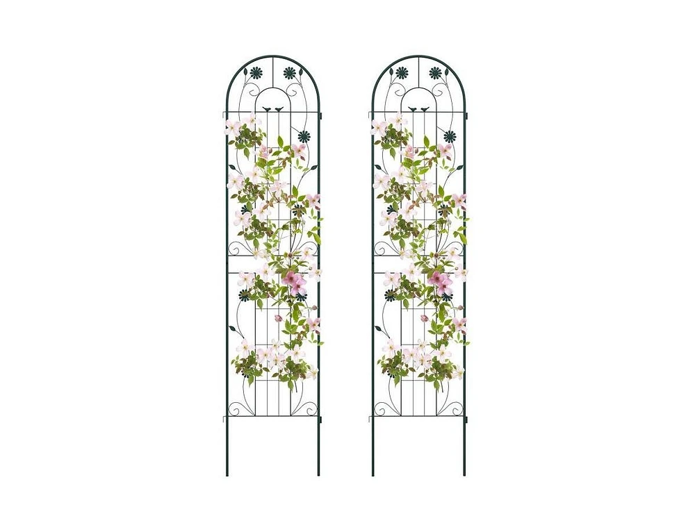 2 Pack - 7-ft Galvanized Steel Outdoor Garden Trellis Metal Finish