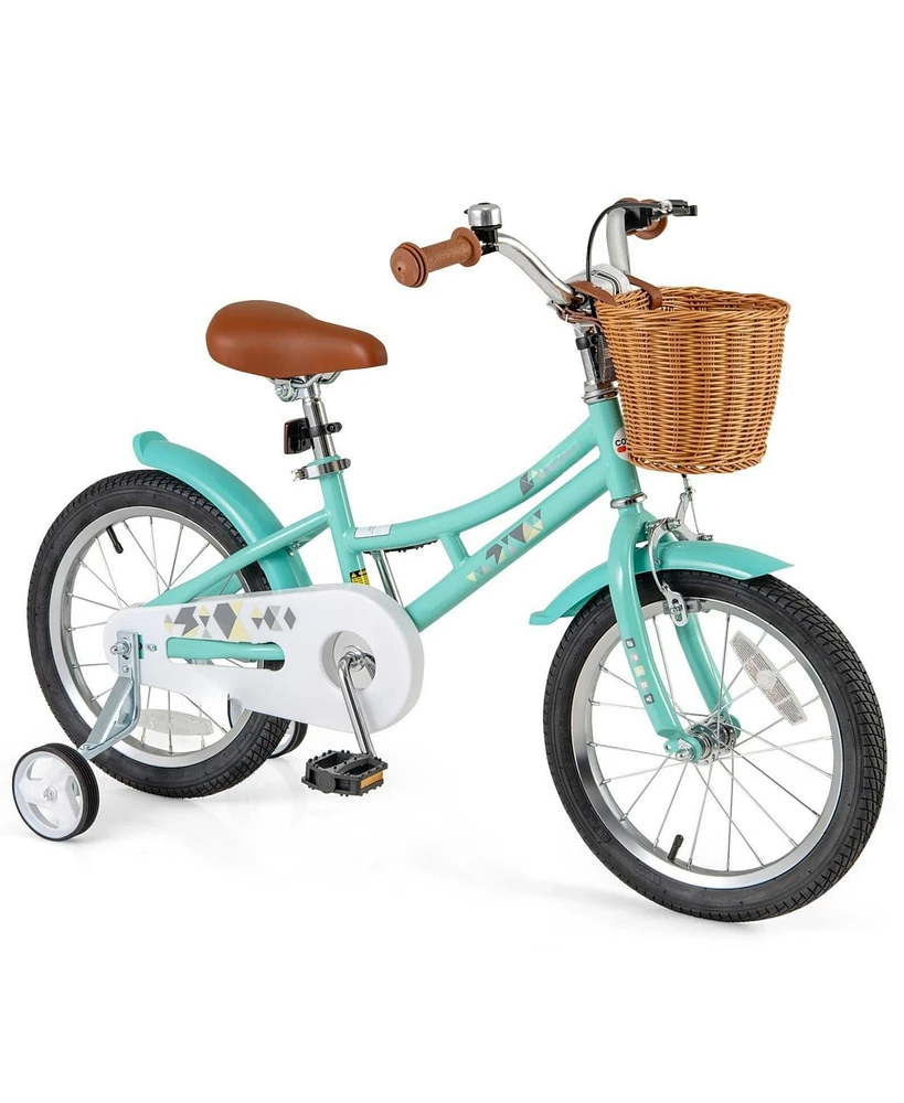 16-Inch Kids' Bike with Training Wheels and Dual Brake System, Adjustable Seat for Ages 4-8
