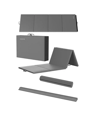 BalanceFrom Fitness All Purpose Mat with 8 Ft Balance Beam Gymnastic Set, Gray