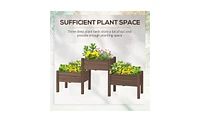 Durable Wooden Planter Box with Elevated Flower Shelf