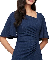 Sl Fashions Women's Flutter-Sleeve Ruched Gown